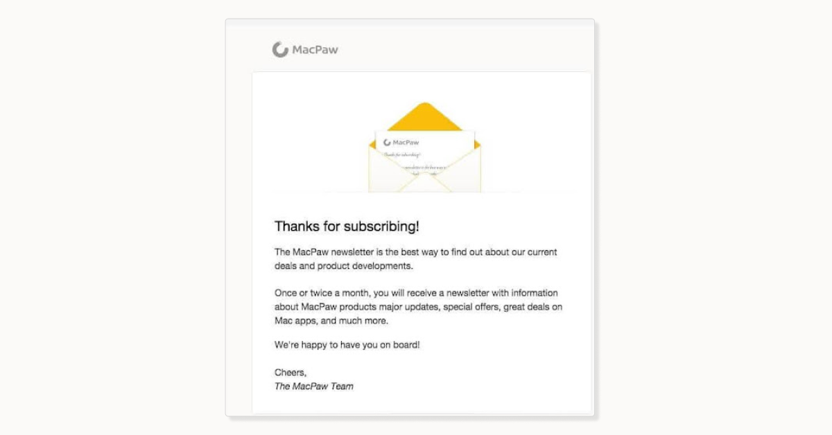 Welcome email