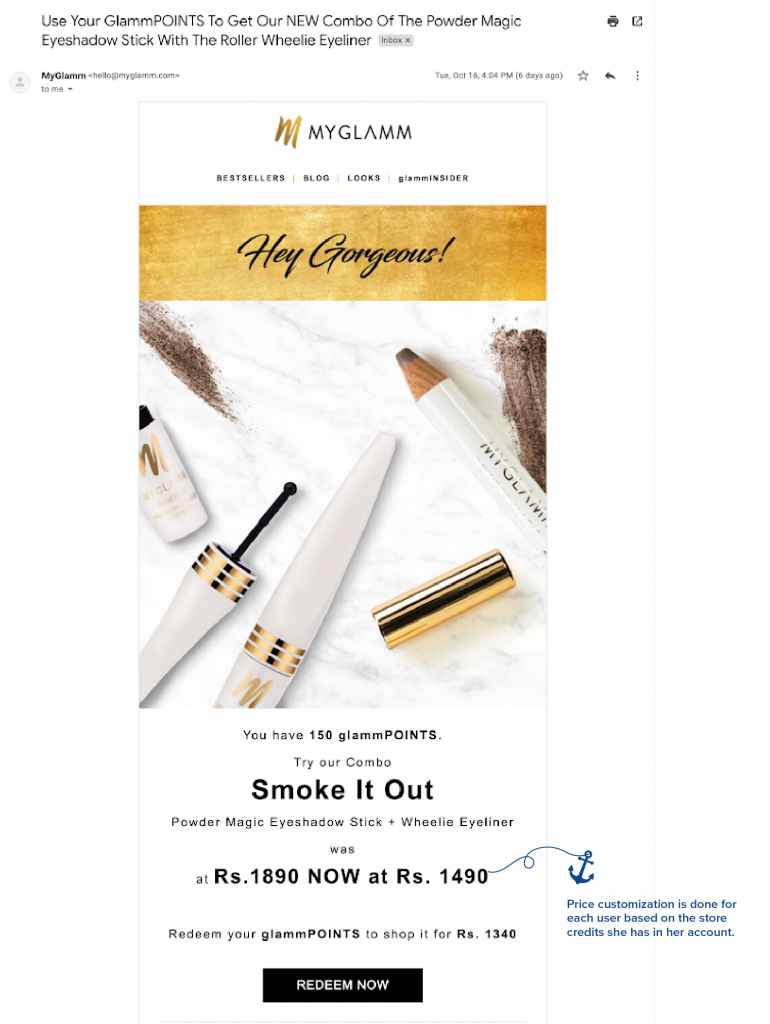 MyGlamm email campaign