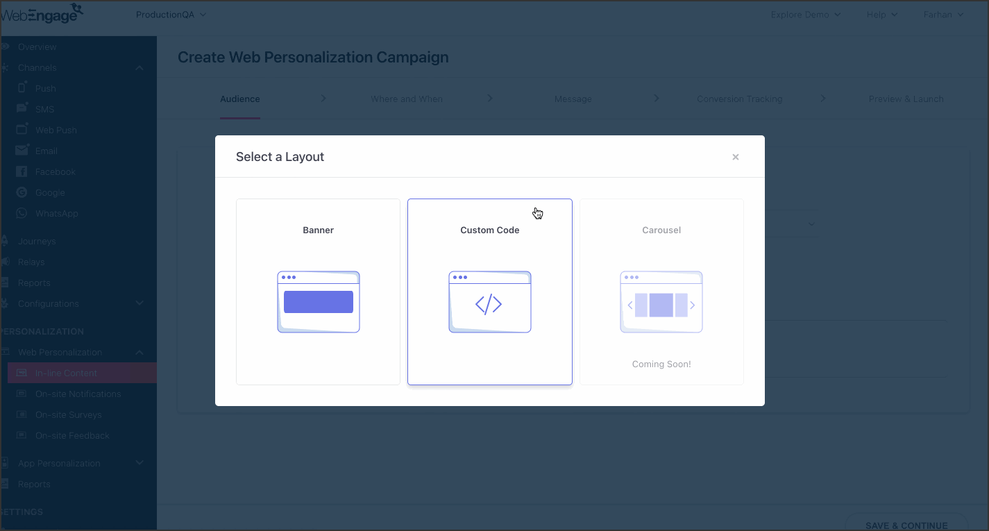Custom code layout
