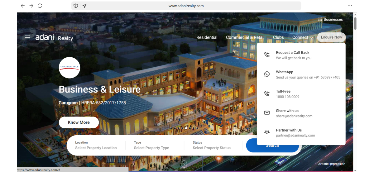 Adani Realty page